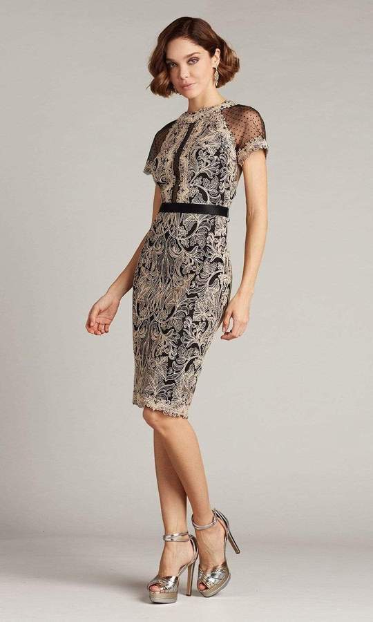 Tadashi Shoji - Newton Lace & Neoprene Dress BSU18085M - 1 pc Black/White In Size 10 Available CCSALE 10 / Black/White