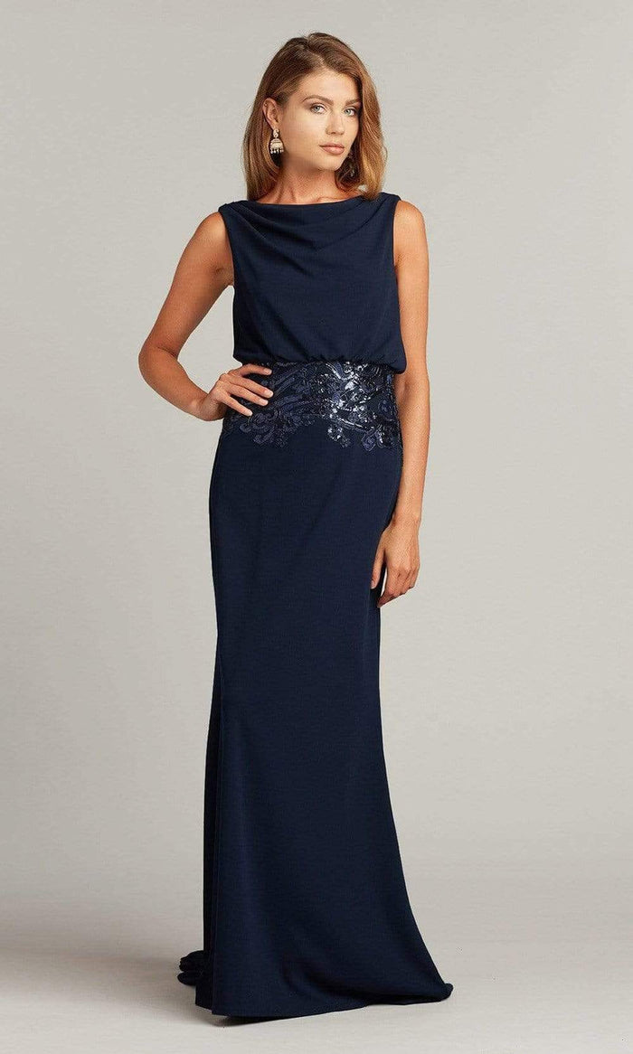 Tadashi Shoji - Perin Back Drape Gown Evening Dresses 00 / Royal Navy