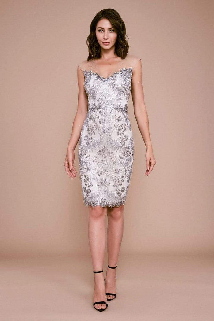 Tadashi Shoji - Petite Engle Embroidered Dress - 1 pc Light Pearl/Natural In Size 4 Available CCSALE 4 / Light Pearl/Natural