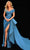 Tarik Ediz - 51121 Ruched Off-shoulder with High Slit Long Gown - 1 pc County Blue in Size 14 Available CCSALE 14 / County Blue