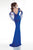 Tarik Ediz 92583 Fitted Embellished V-Neck Cape Gown  - 1 pc Powder In Size 4 Available CCSALE 4 / Powder