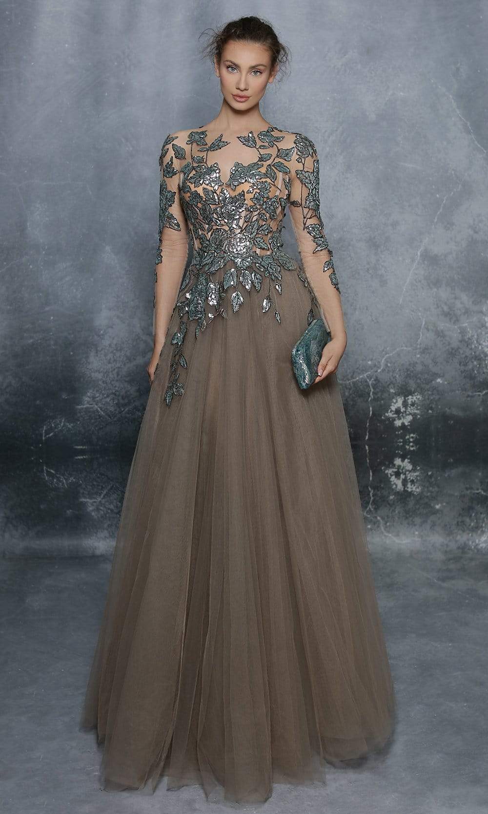 Tarik Ediz Evening Gown Green