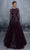 Tarik Ediz - 96029 Sheer Long Sleeve Glitter Tulle Ballgown Ball Gowns 0 / Plum