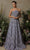 Tarik Ediz - 98039 Crown-Like Beaded Long Gown Prom Dresses 0 / Lilac Blue