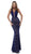 Tarik Ediz - Embellished Deep V-neck Lace Dress With Overskirt 50430 - 1 pc Navy In Size 4 Available CCSALE 4 / Navy