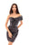 Tarik Ediz - Shirred Off-Shoulder Satin Sheath Dress 93687 - 1 pc Navy In Size 4 Available CCSALE 4 / Navy