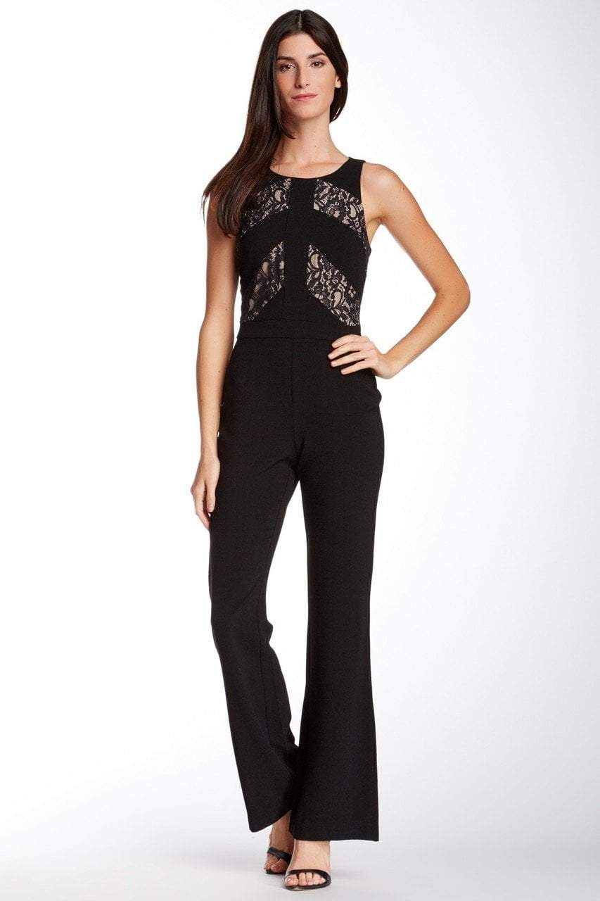 Taylor - Floral Lace Insert Crepe Flare Jumpsuit 5240M – Couture Candy