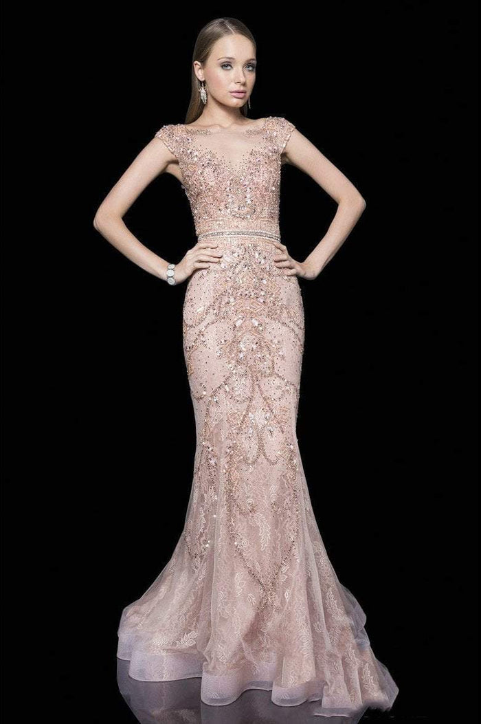 Terani Couture 151GL0425A Beads and Jewel Detailed Mermaid Gown CCSALE 4 / Rose