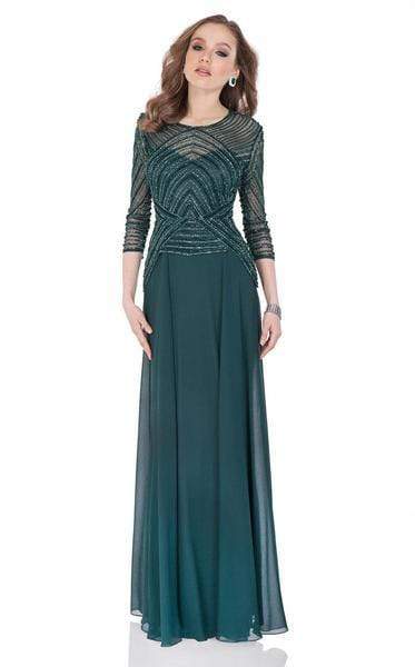 Terani Couture - 1623M1860 Quarter Sleeve Shimmering Long Gown - 1 pc Hunter Green In Size 10 Available CCSALE 10 / Hunter Green