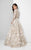 Terani Couture - 1712E3652 Metallic Appliqued Illusion Gown - 1 pc White Gold In Size 12 Available CCSALE 12 / White Gold