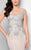 Terani Couture - 1713M3505 Embroidered Lace Portrait Mermaid Gown - 1 pc Gunmetal Nude In Size 4 Available CCSALE 4 / Gunmetal Nude