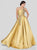 Terani Couture - 1912E9202 Embellished Straight Across Neck Long Gown CCSALE 4 / Gold