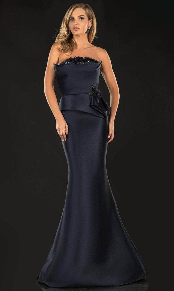 Terani Couture - 2021E2832 Strapless Straight Across Mermaid Dress - 1 pc Navy in Size 6 Available CCSALE 6 / Navy