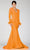 Terani Couture 231P0074 - Long Sleeve Feathered Detailed Evening Gown Special Occasion Dress 00 / Orange