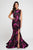 Terani Couture Asymmetrical Draped Evening Dress 1723E4266 CCSALE 14 / Fuchsia Black