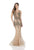 Terani Couture - Bedazzled Illusion Bateau Trumpet Dress 1612GL0511 CCSALE 4 / Mocha