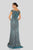 Terani Couture - Off Shoulder Shirred Metallic Gown 1911M9344  - 1 Pc. Gunmetal Silver in size 12 Available CCSALE