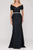 Terani Couture - Off Shoulder V Neck Beaded Belt Sheath Gown 1921M0727 CCSALE