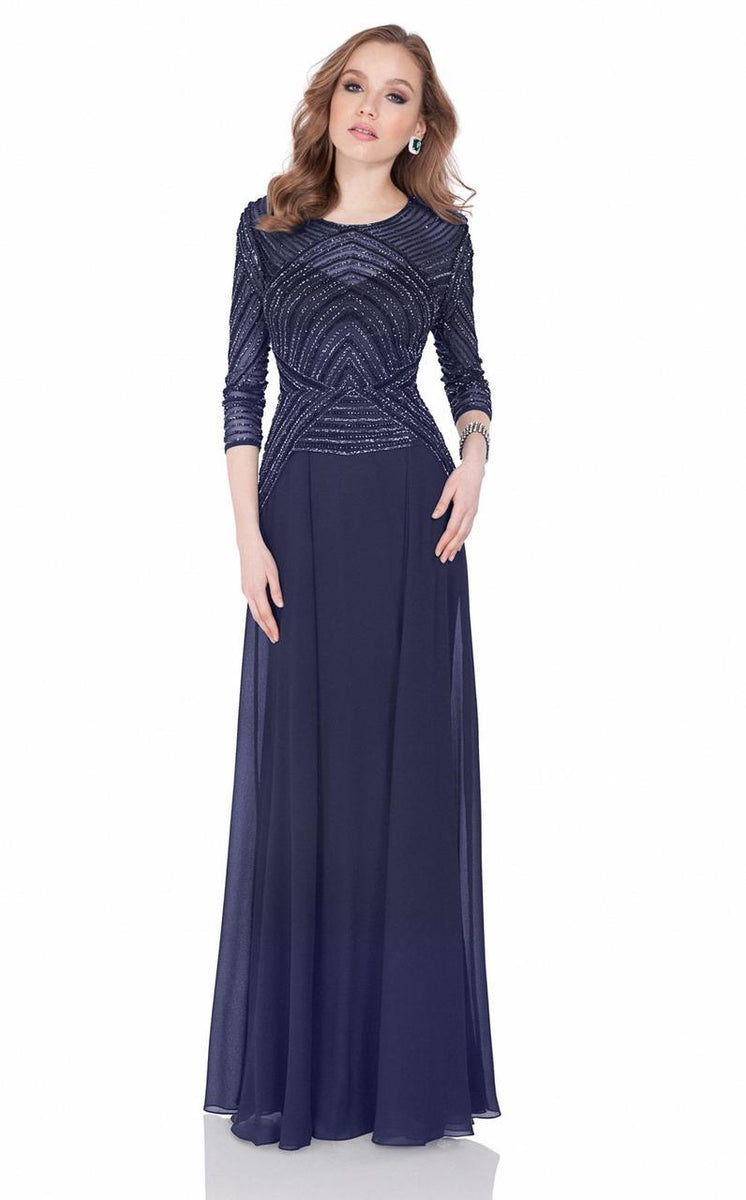 Terani Couture - Quarter Sleeve Shimmering Long Gown 1623M1860 ...