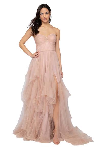 Terani Couture - Ruched Sweetheart Ruffled Dress 1912P8273 CCSALE 6 / Blush