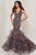 Tiffany Designs - 16351 Beaded V-Neck Layered Mermaid Dress Special Occasion Dress 0 / Slate/Gunmetal