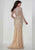 Tiffany Designs - Jeweled Long Sleeve Plunging Sheath Gown 46140 CCSALE 2 / Champagne