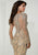 Tiffany Designs - Jeweled Long Sleeve Plunging Sheath Gown 46140 CCSALE 2 / Champagne