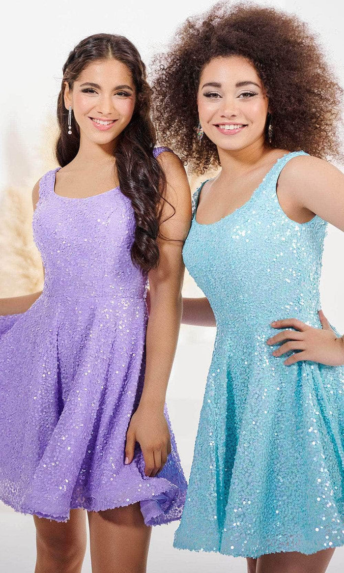 Tiffany Homecoming 27362 - Scoop Sequin Cocktail Dress Cocktail Dresses 0 / Aqua