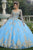 Vizcaya by Mori Lee - 89272 Metallic Lace Long Sleeves Ballgown Quinceanera Dresses 0 / French Blue/Gold