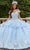 Vizcaya by Mori Lee 89409 - Glittered Off Shoulder Ball Gown Evening Dresses 00 / Light Blue